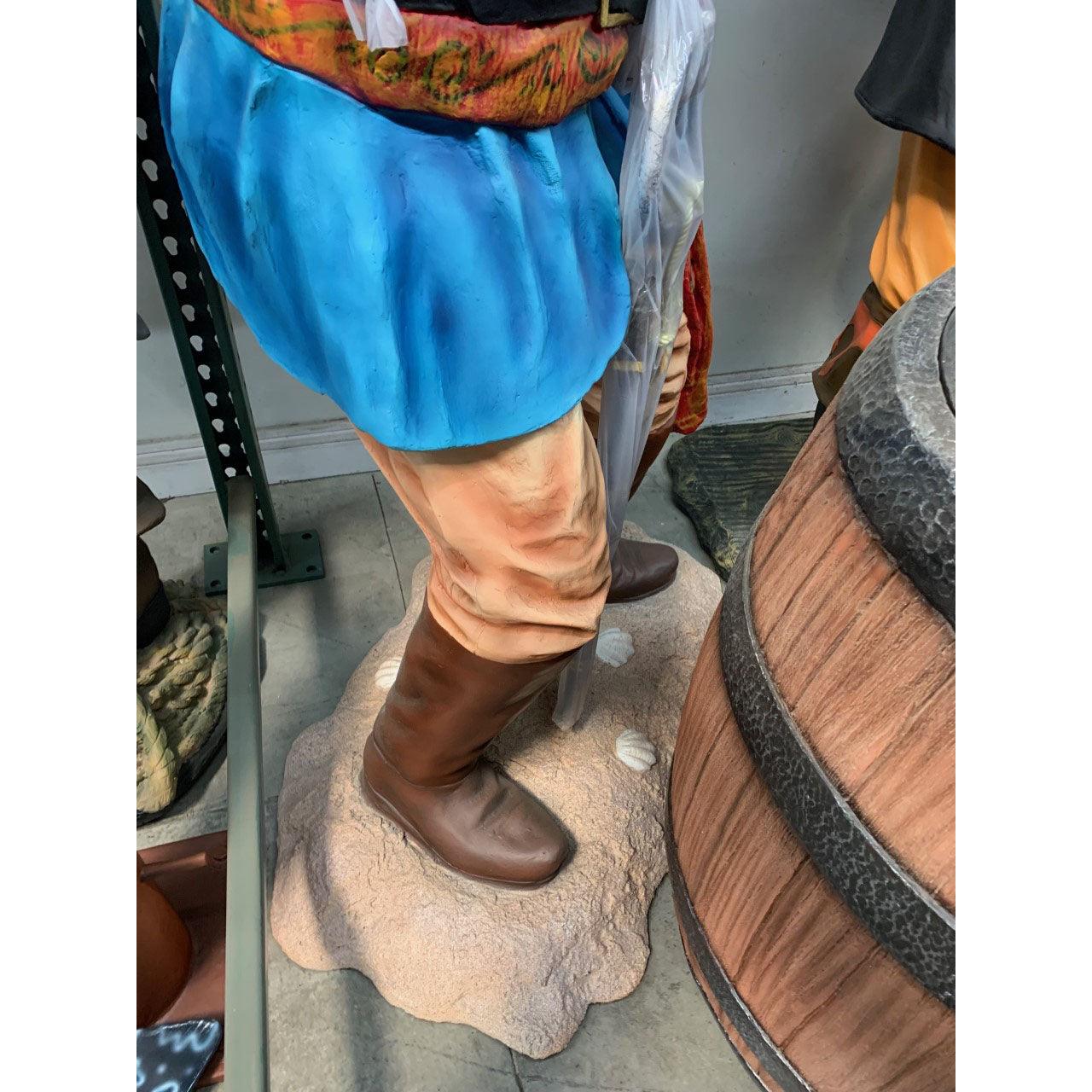 Pirate Holding Barrel Life Size Statue