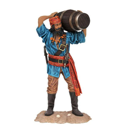 Pirate Holding Barrel Life Size Statue - LM Treasures Prop Rentals