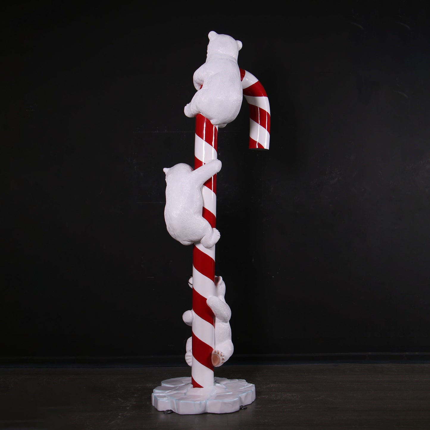 Polar Bear Cubs on Candy Cane Statue