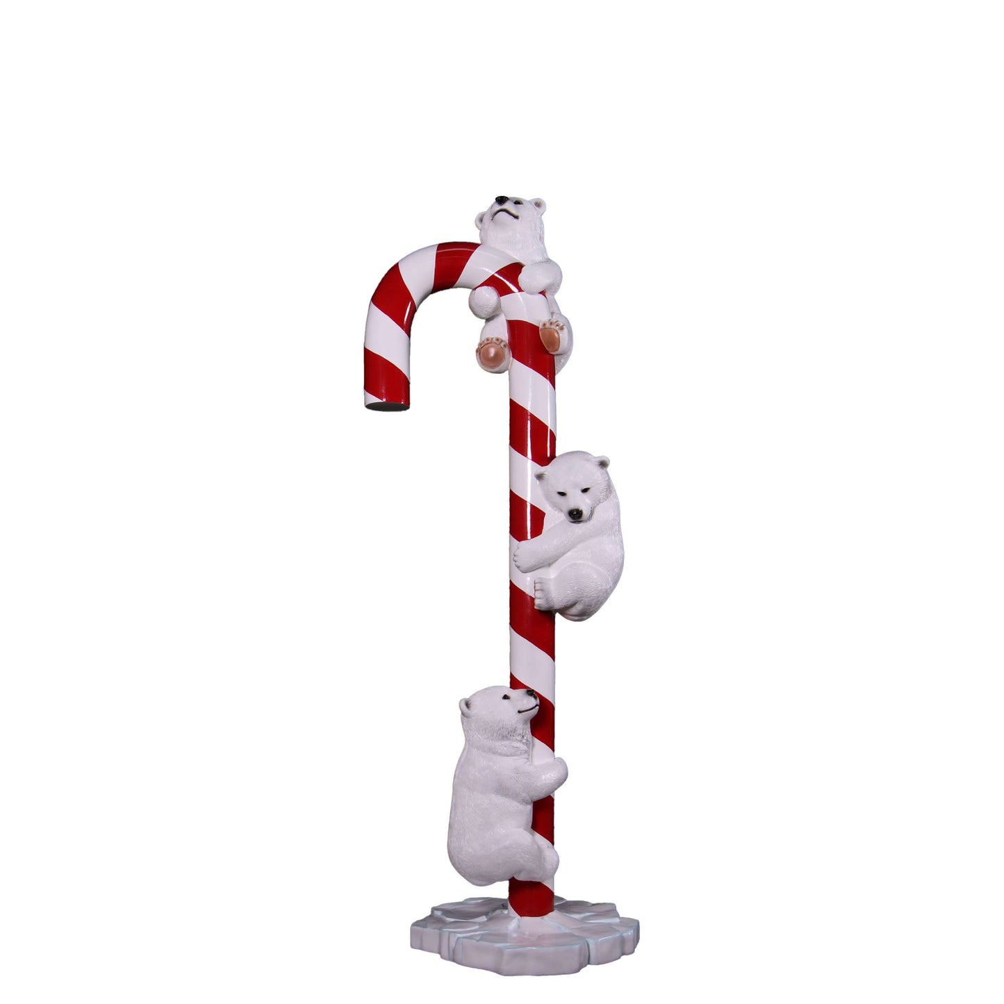 Polar Bear Cubs on Candy Cane Statue