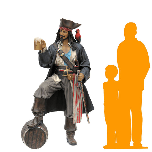 Pirate Captain Jack With Barrel Life Size Statue LS088-2518-A