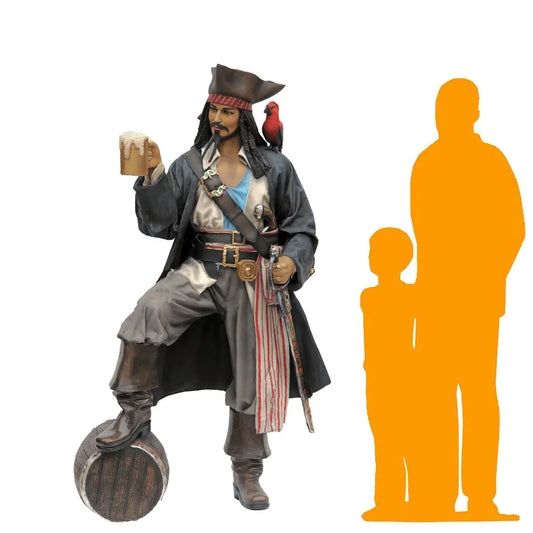 Pirate Captain Jack With Barrel Life Size Statue LS088-2518-A