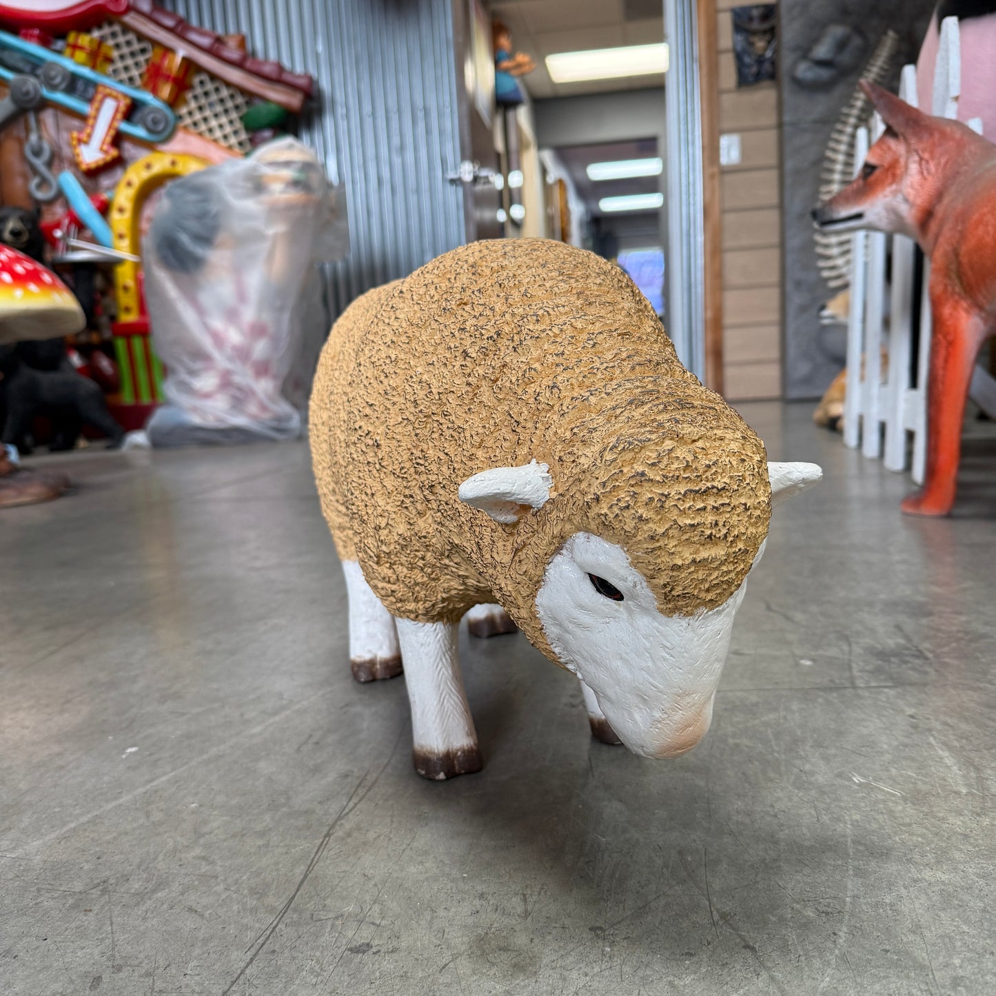 Baby Merino Ewe Head Down Statue