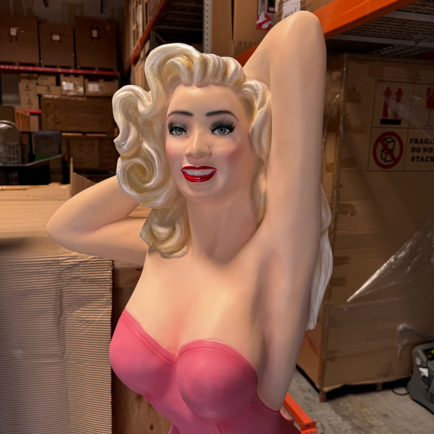 Sexy Lady In Pink Life Size Statue