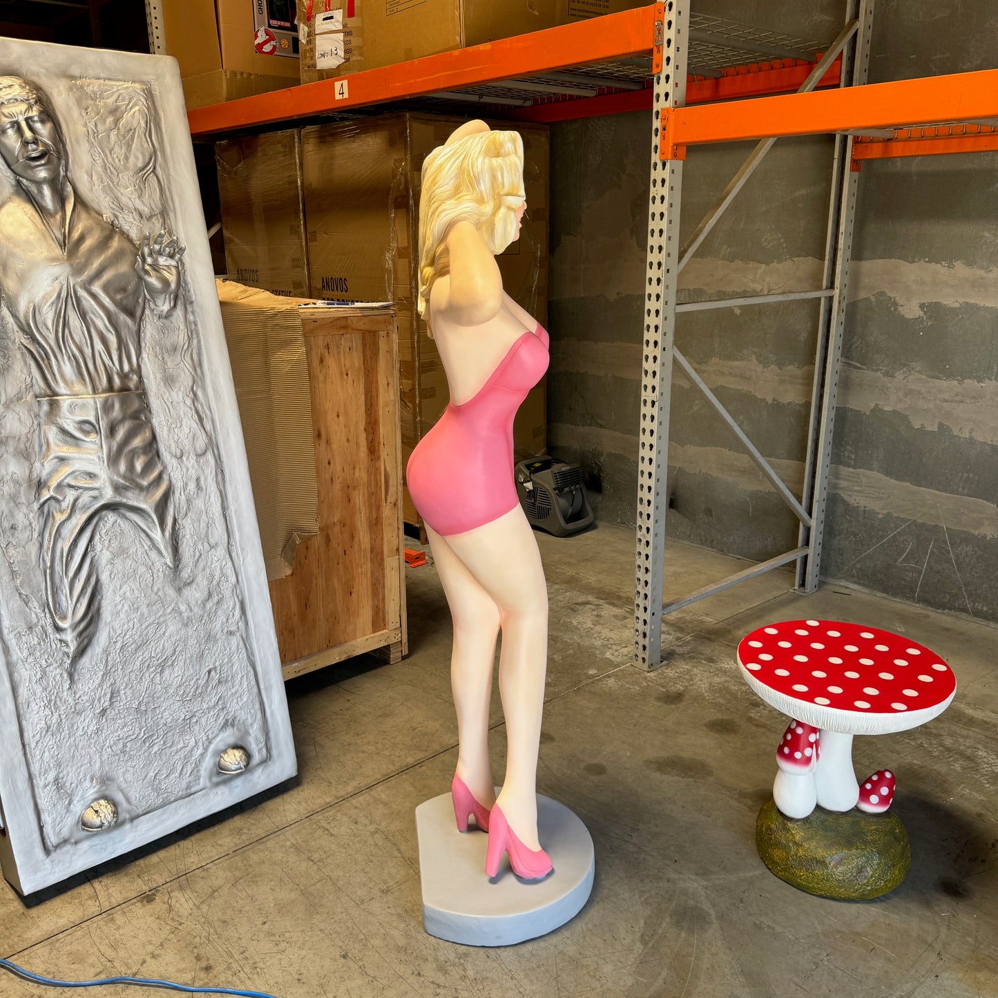 Sexy Lady In Pink Life Size Statue