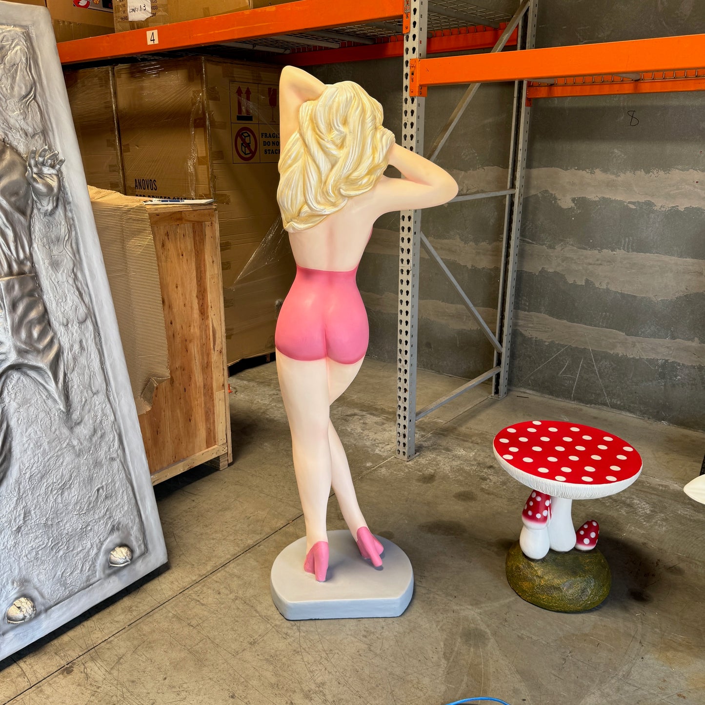 Sexy Lady In Pink Life Size Statue