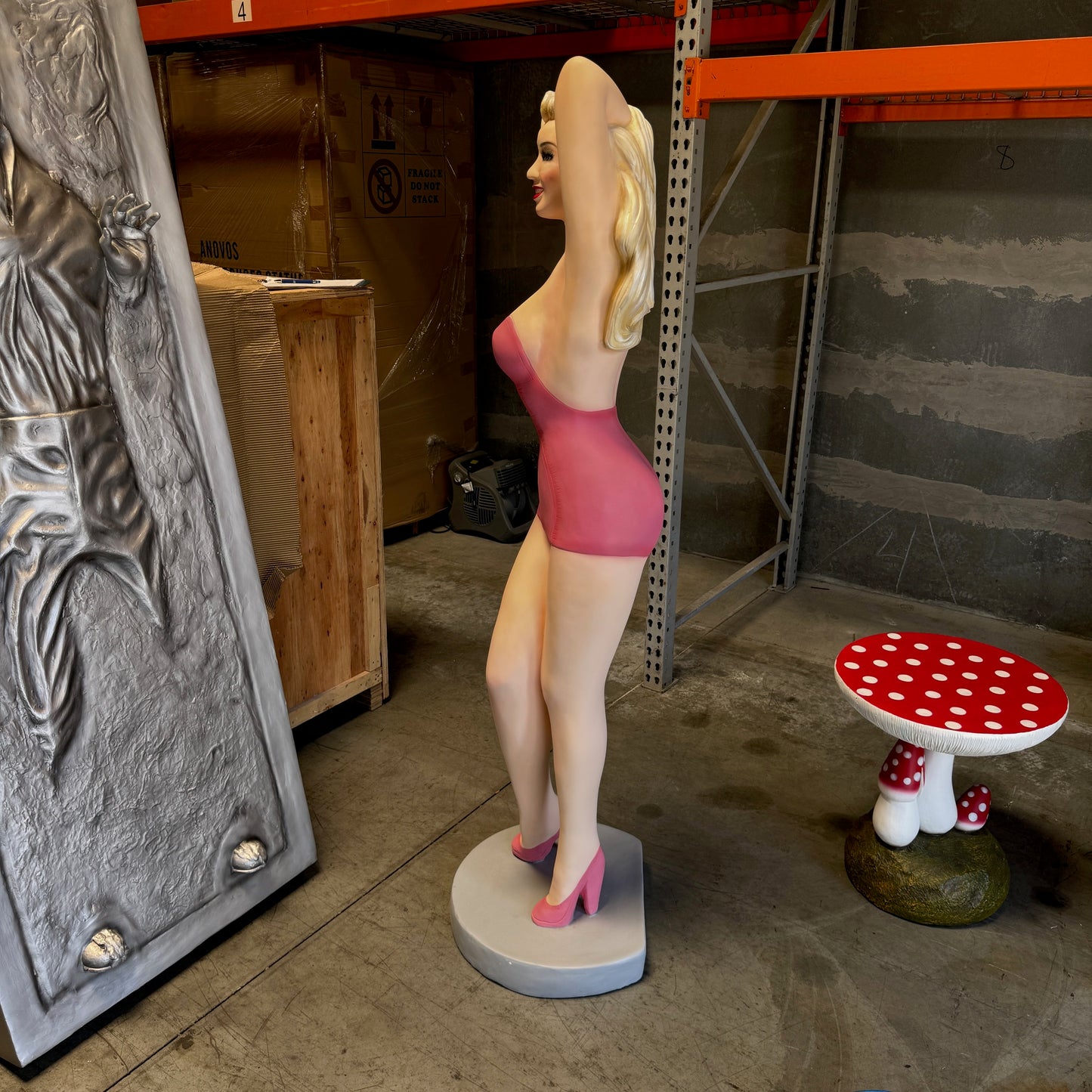 Sexy Lady In Pink Life Size Statue