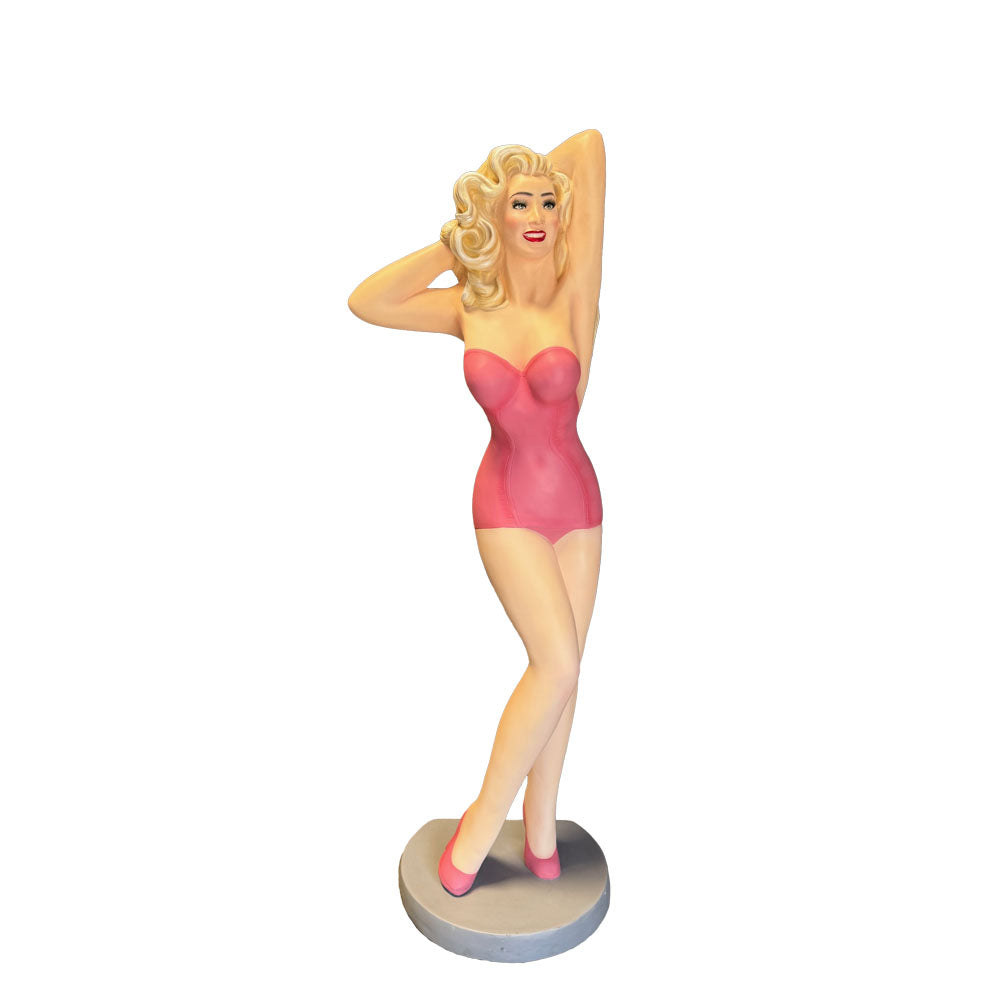 Sexy Lady In Pink Life Size Statue