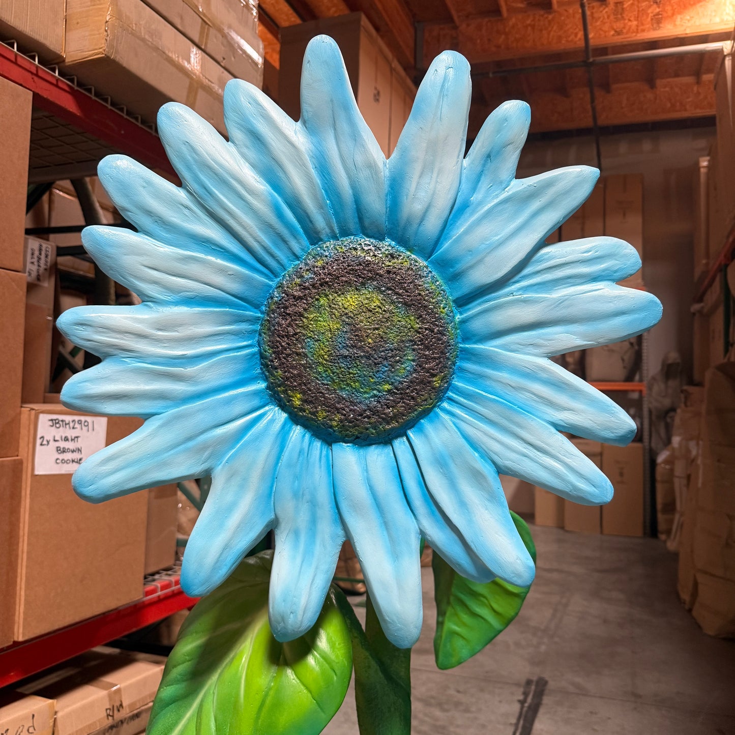 Large Blue Sunflower Statue