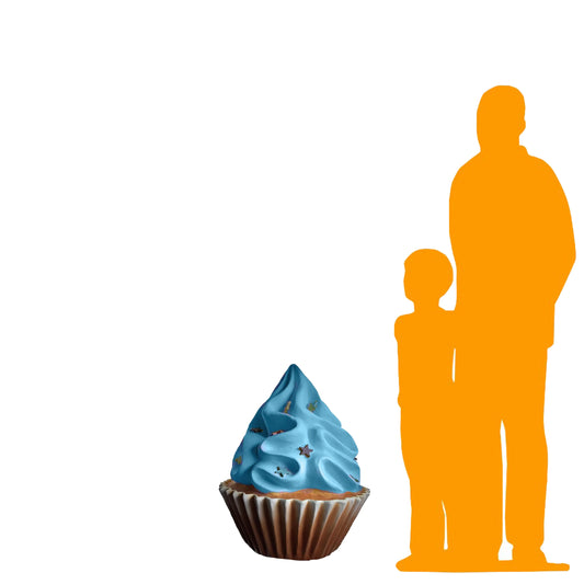 Blue Cupcake Statue With Stars R0216N-2822-A