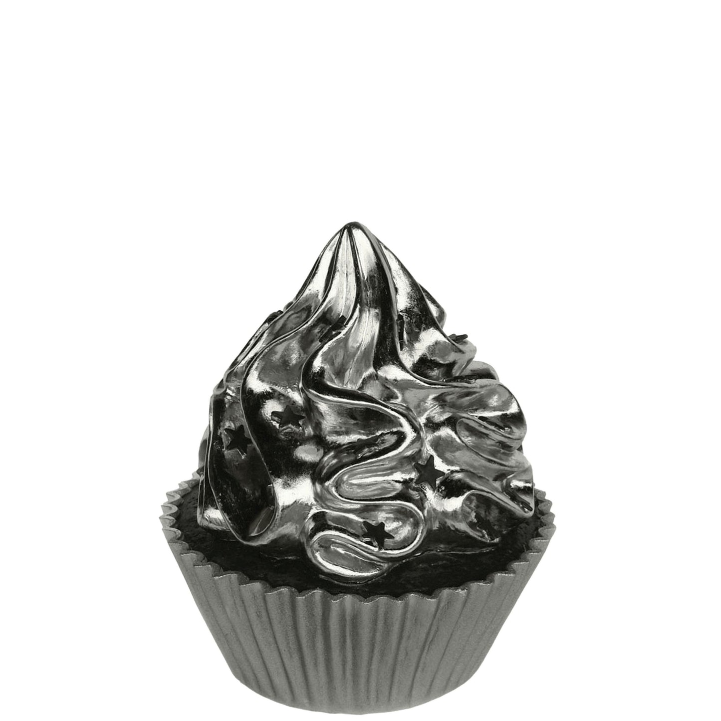 Silver Cupcake Statue With Stars