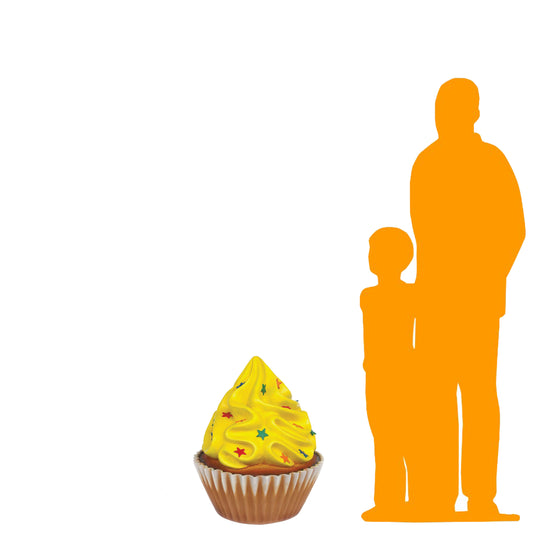 Bright Yellow Cupcake With Stars Statue