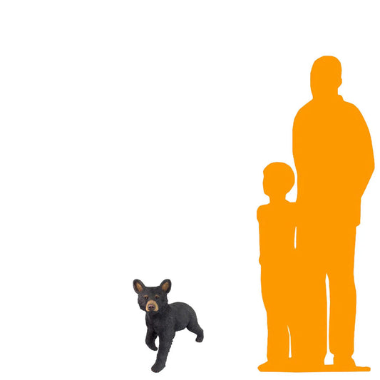 Walking Black Baby Bear Cub Statue