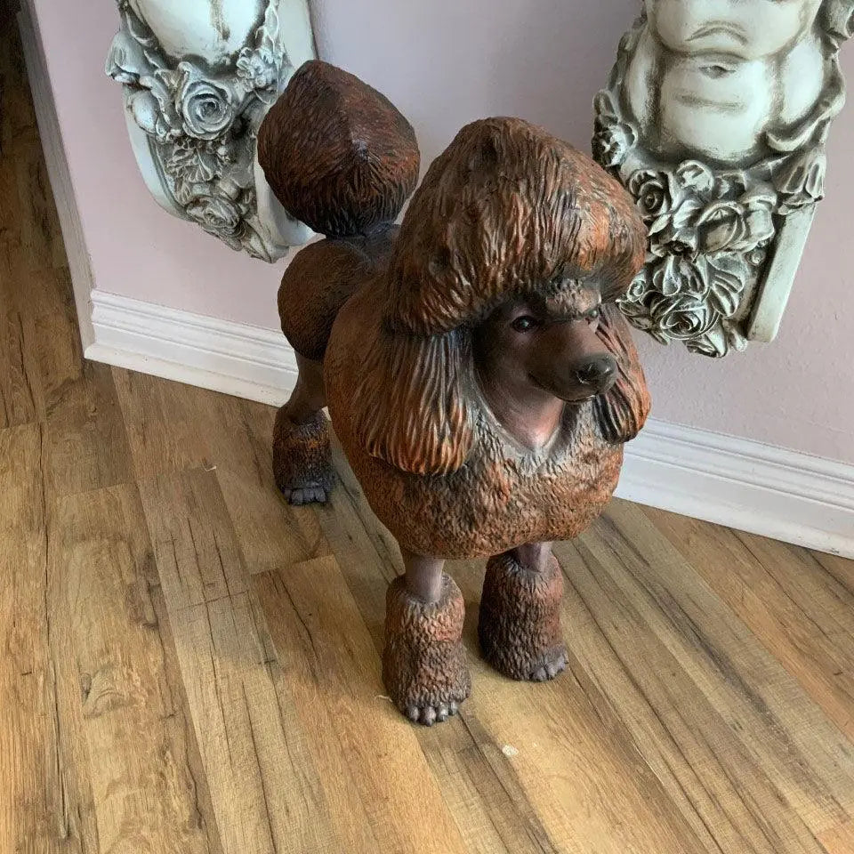 Brown Poodle Life Size Dog Statue A0443BR-2987-A