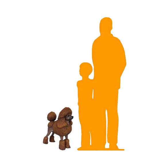 Brown Poodle Life Size Dog Statue A0443BR-2987-A