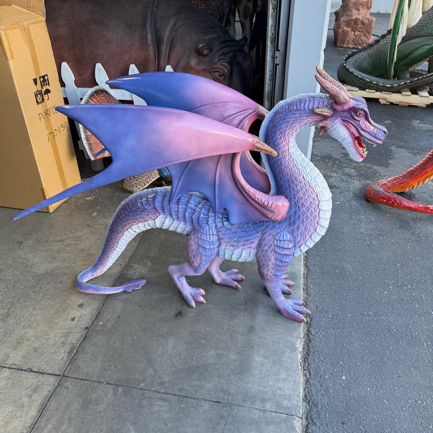 Small Purple Dragon Standing Statue