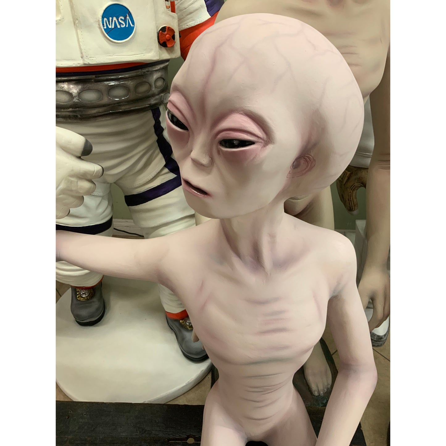 Alien Sitting No Bench Life Size Statue