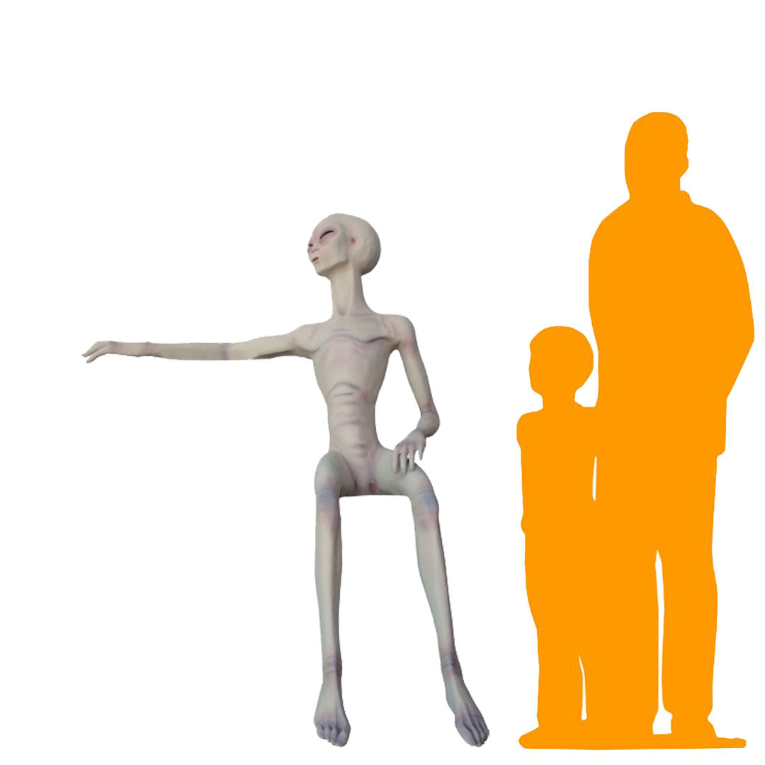 Alien Sitting No Bench Life Size Statue