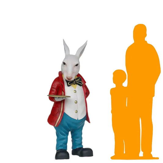 Rabbit Waiter Butler Statue A0422-3151-A