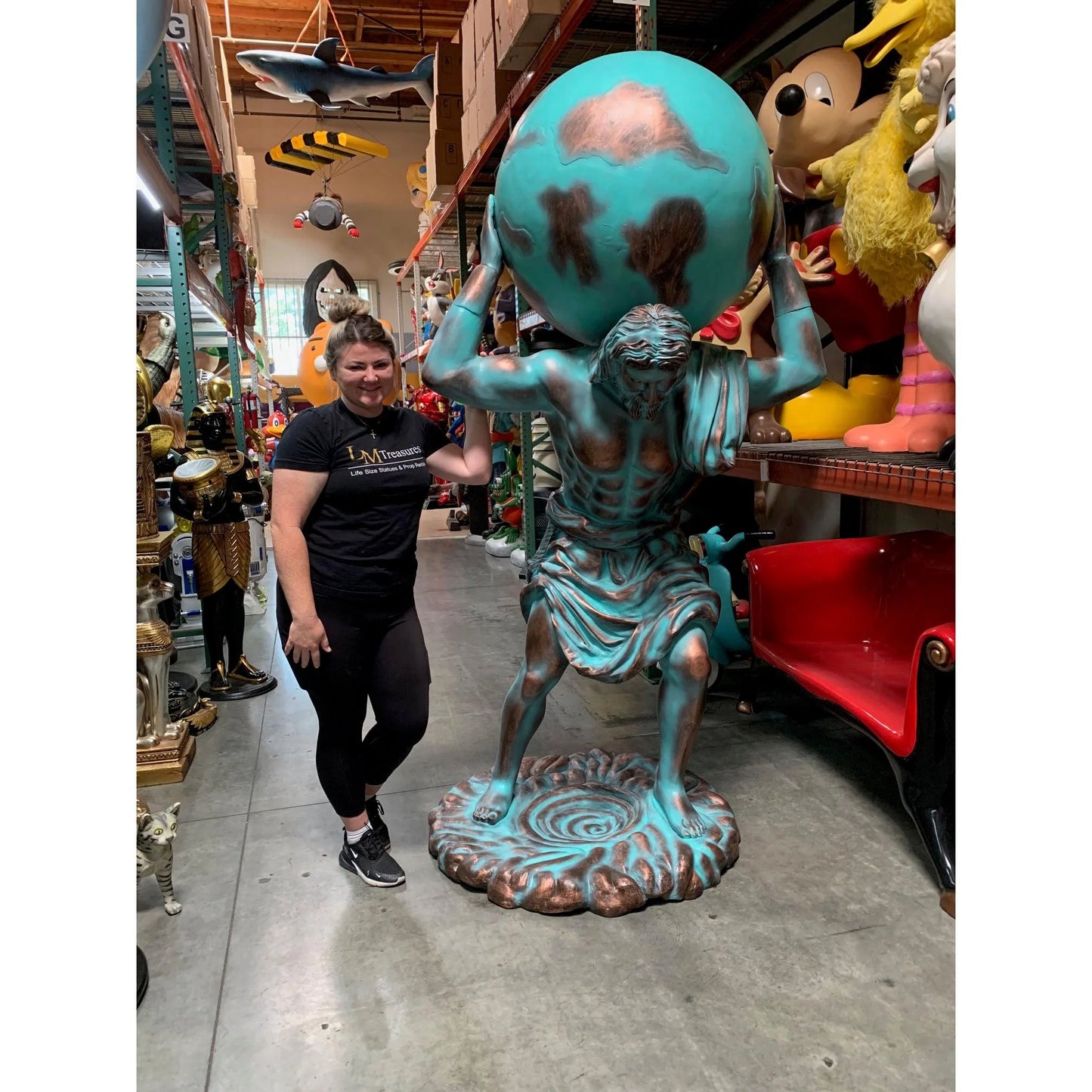 Atlas Man Carrying World Life Size Statue