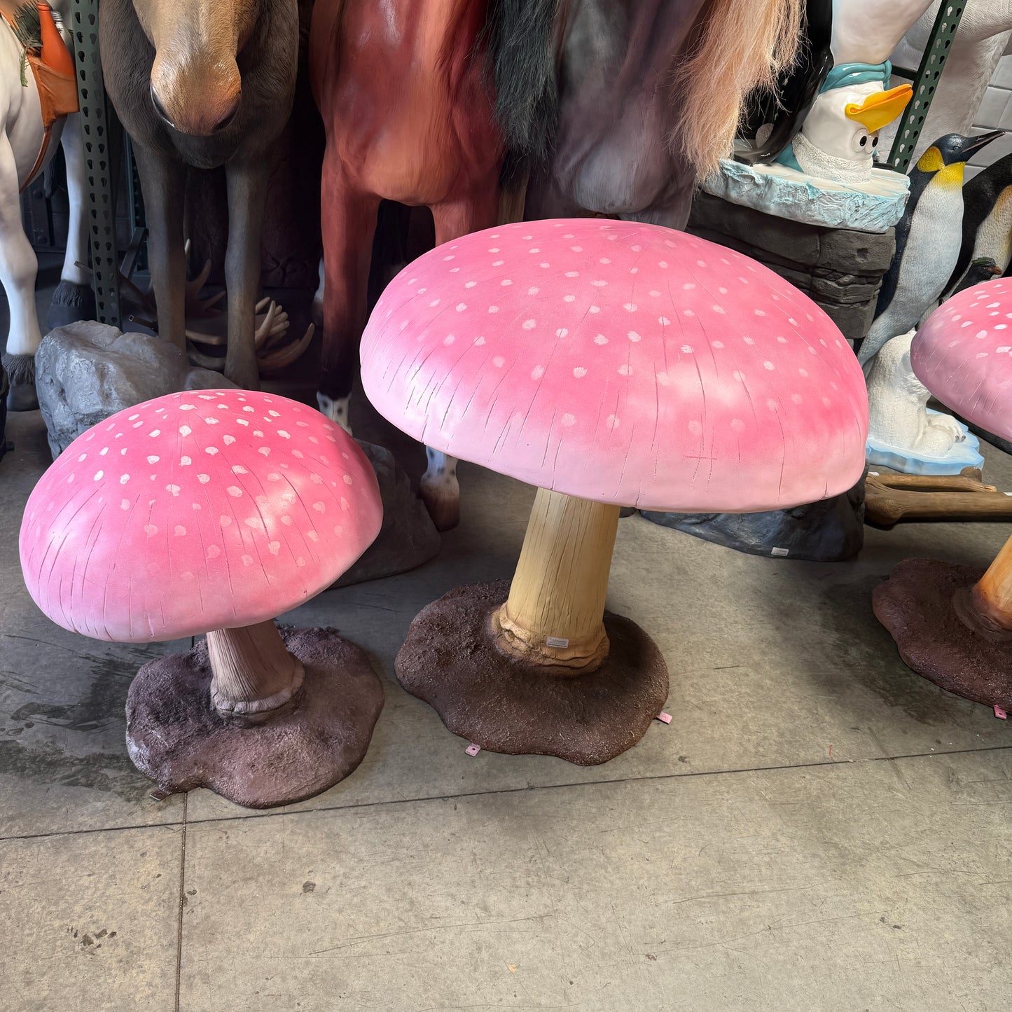 Large Pink Mushroom Statue