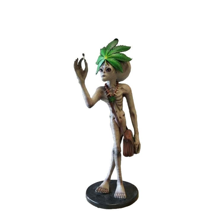 Standing Leaf Alien With Cigar Life Size Statue - LM Treasures Prop Rentals