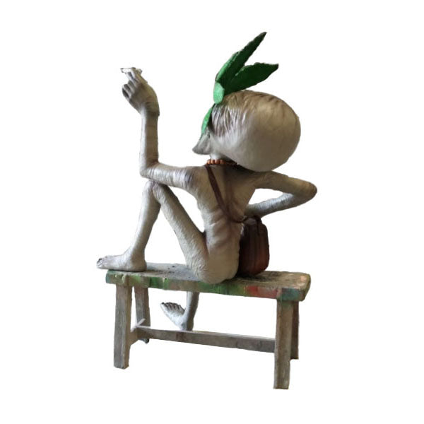 Sitting Leaf Alien With Cigar Life Size Statue