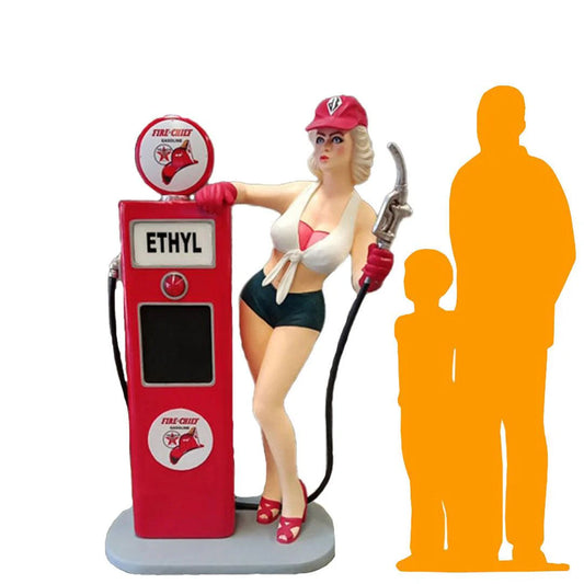 Gasoline Girl With Pump Statue