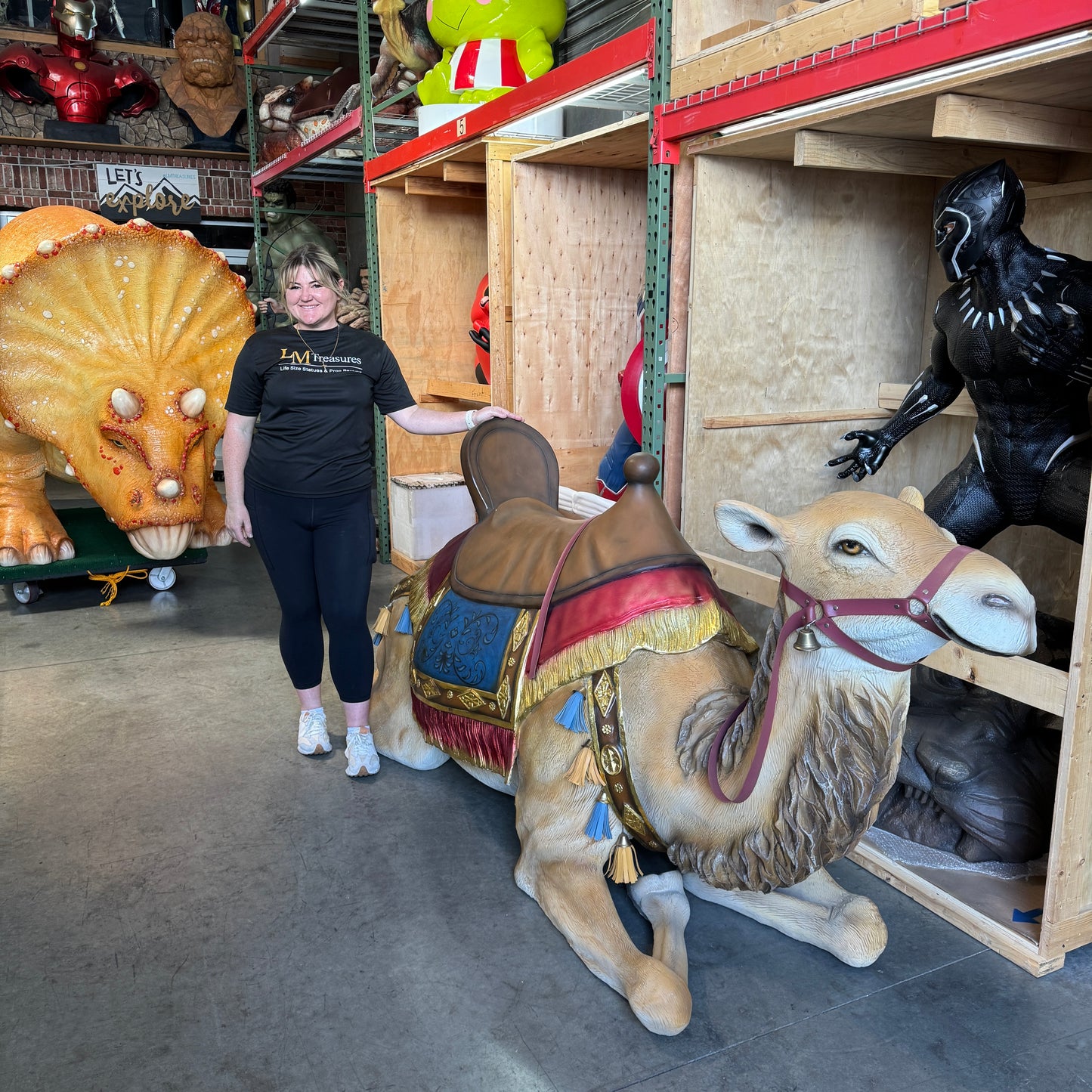 Laying Camel With Saddle Life Size Statue