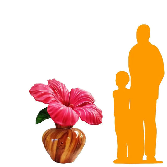 Hibiscus Flower In Vase Statue F0223-3582-A