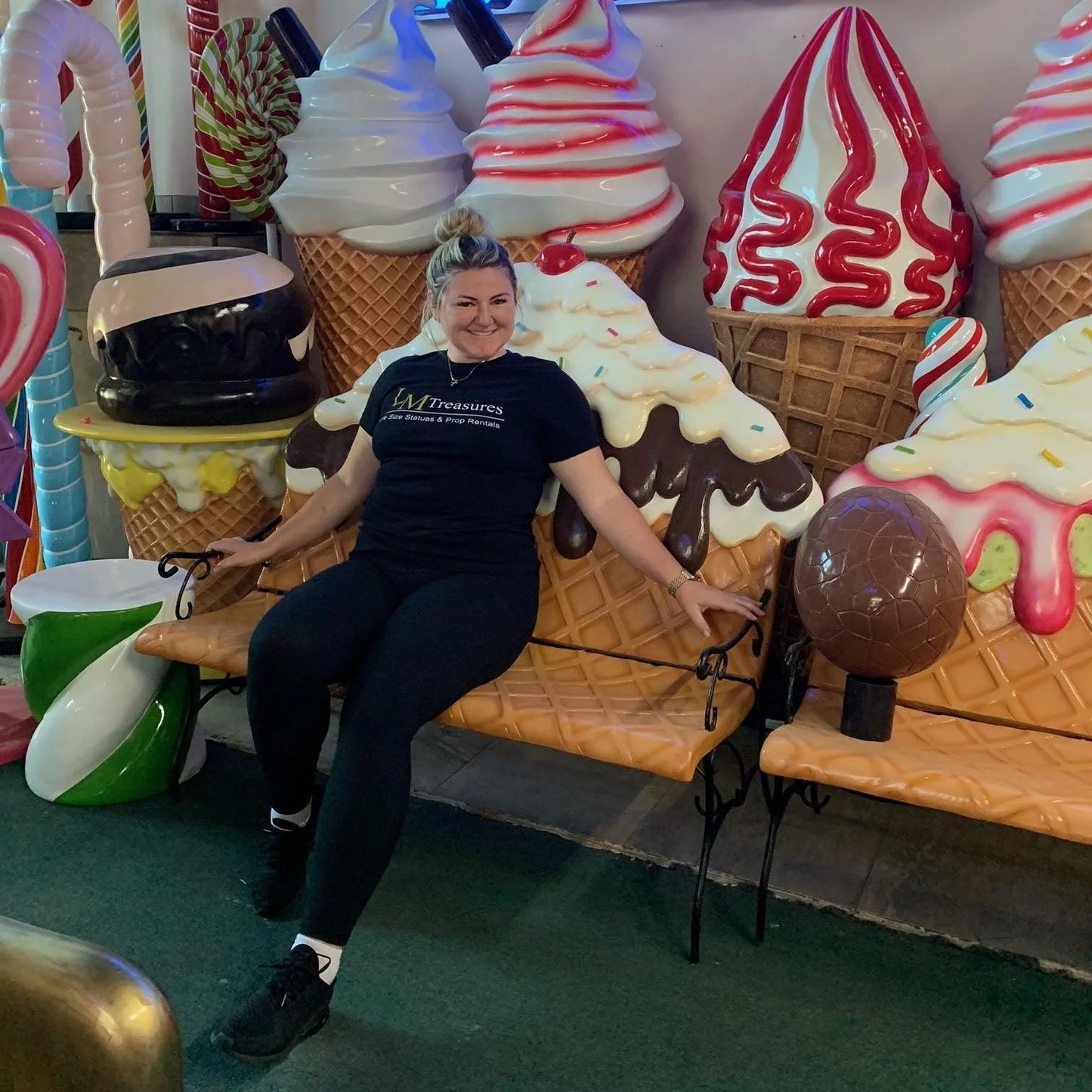 Chocolate Ice Cream Bench Statue
