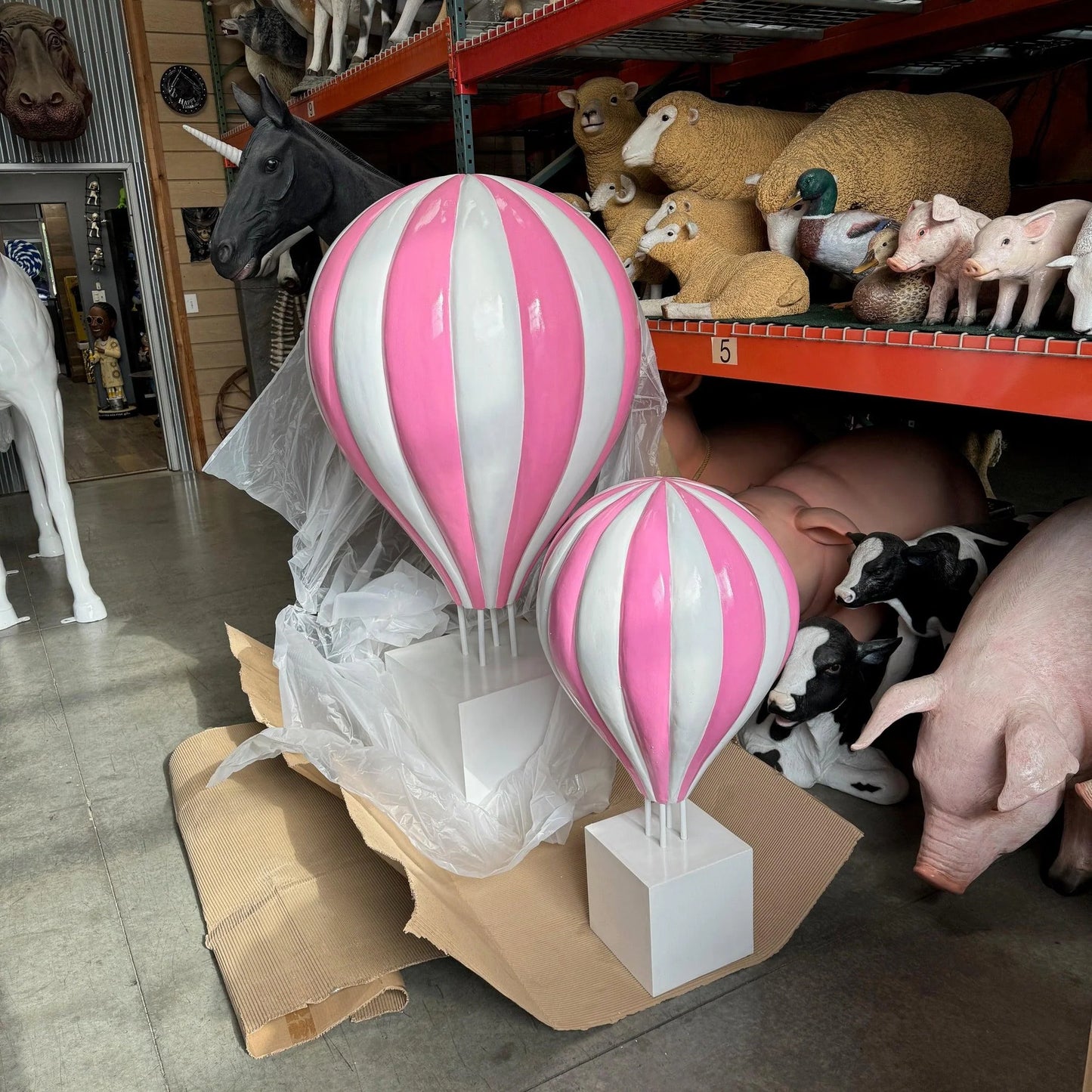 Small Pink Hot Air Balloon Statue