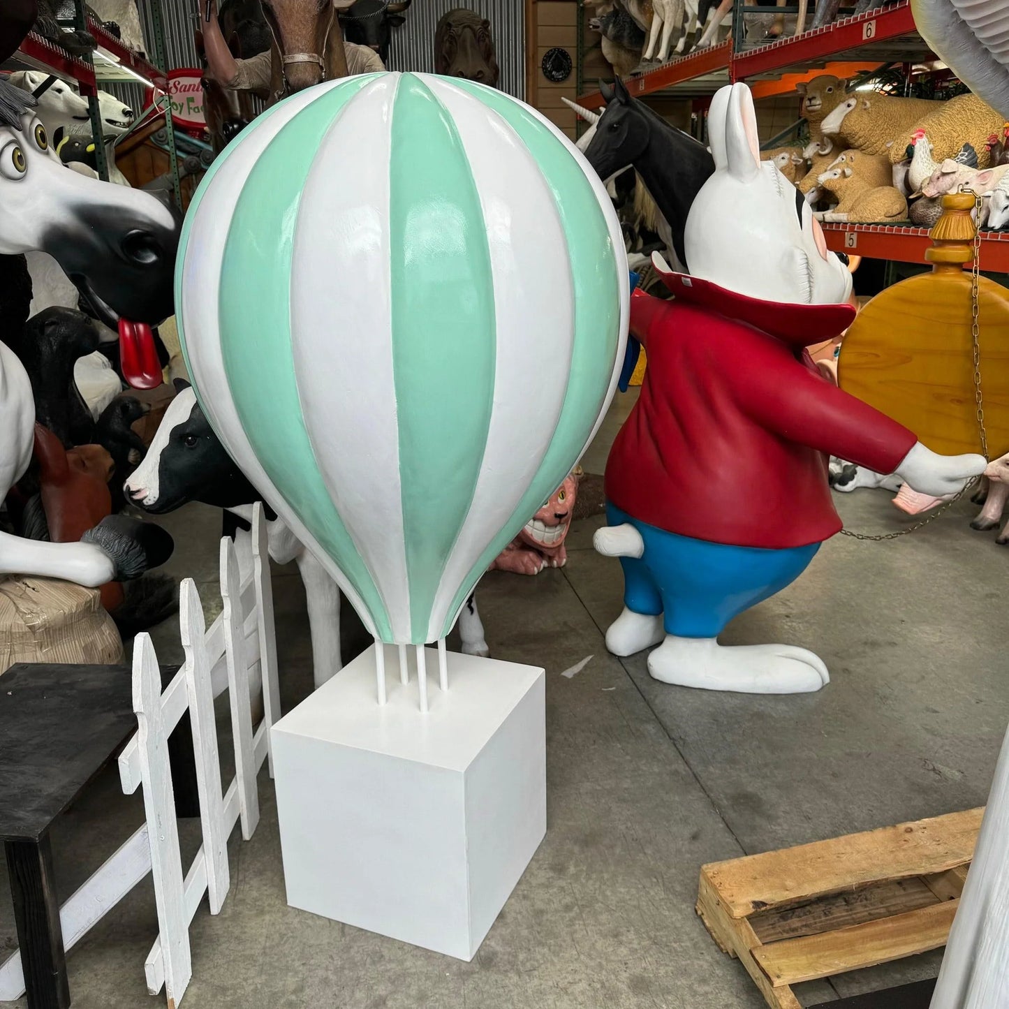 Large Green Hot Air Balloon Statue