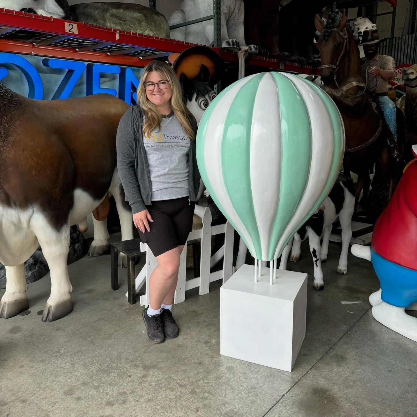 Large Green Hot Air Balloon Statue