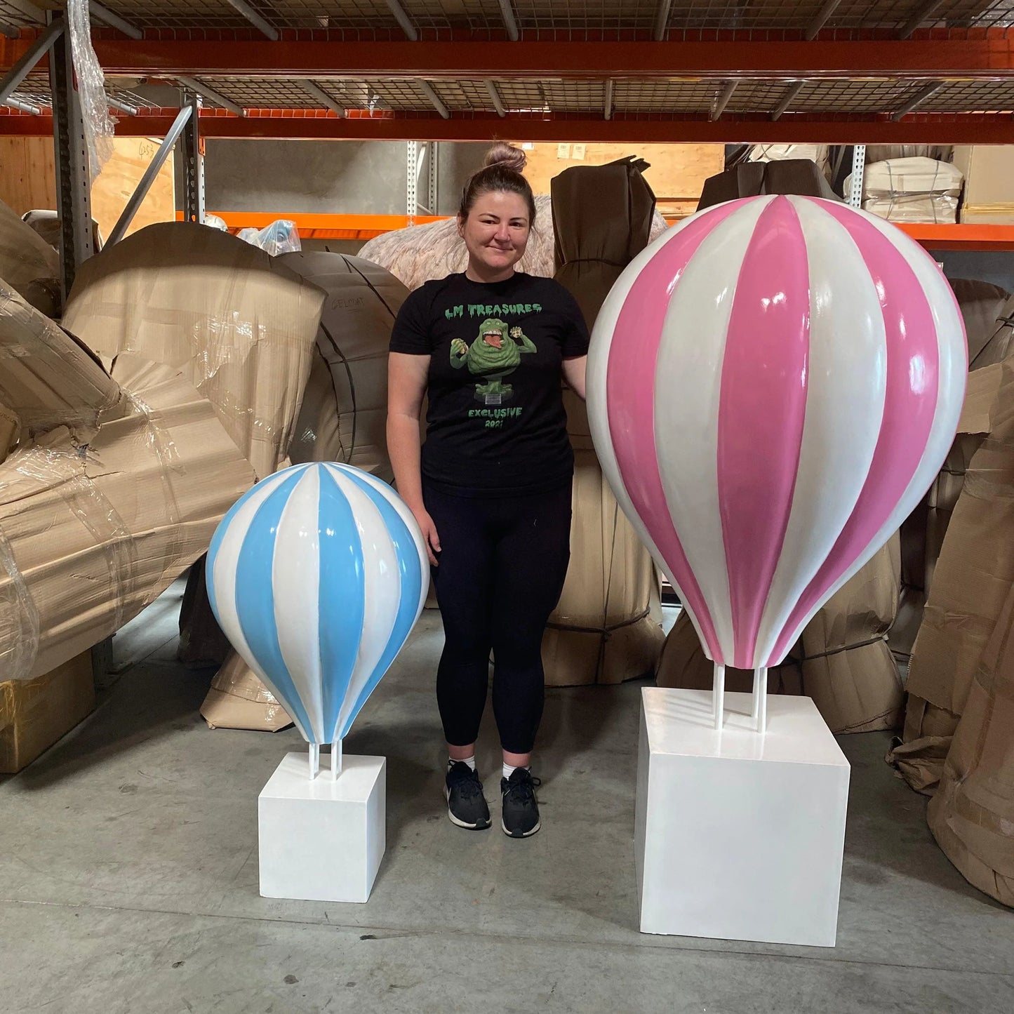 Small Blue Hot Air Balloon Statue