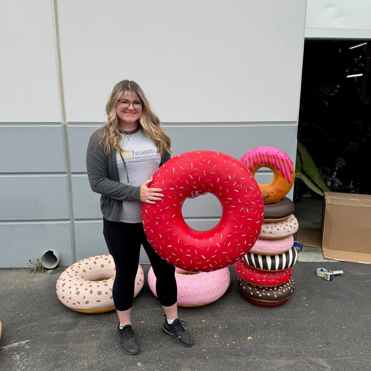 Large Red Donut Statue