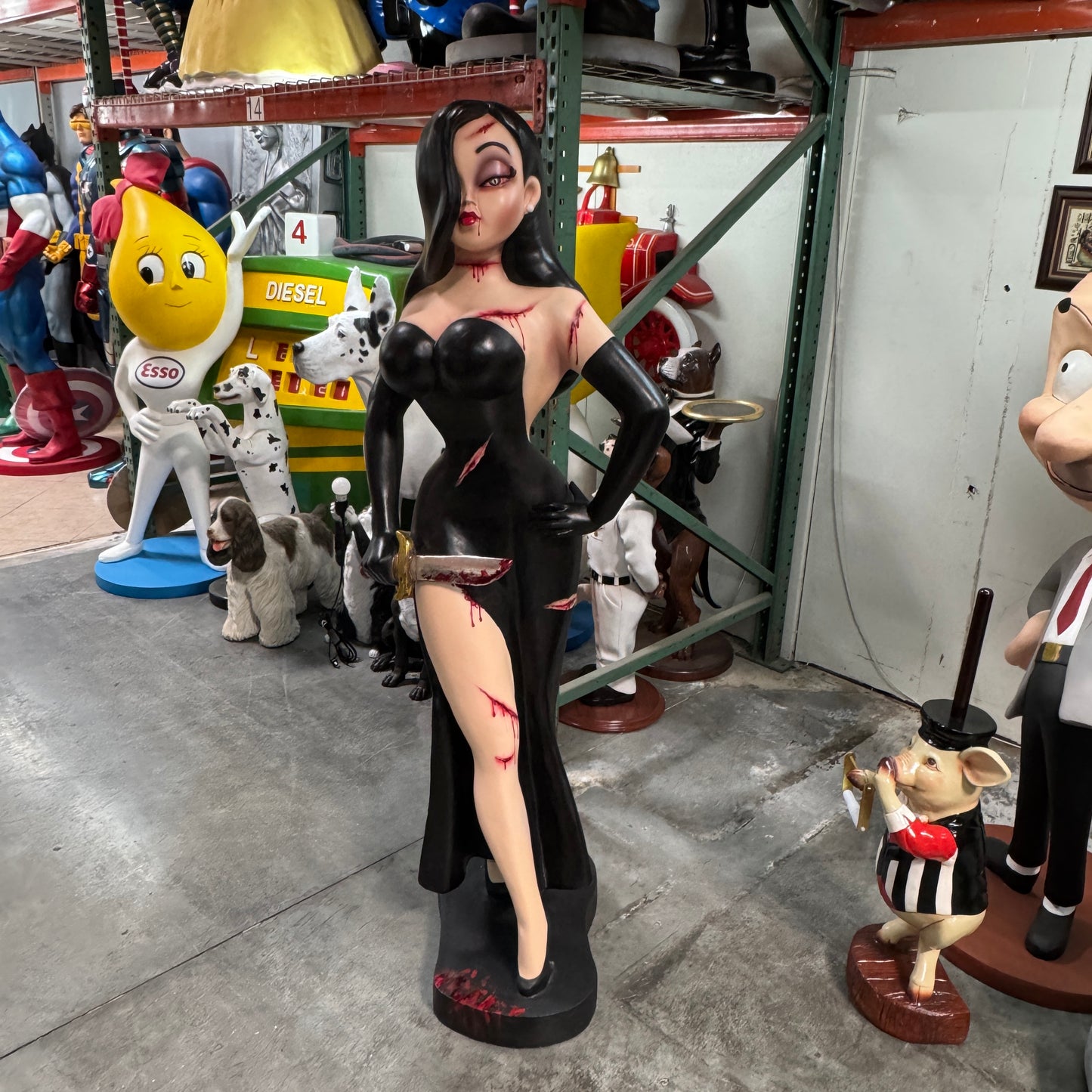 Scary Jessica In Black Life Size Statue
