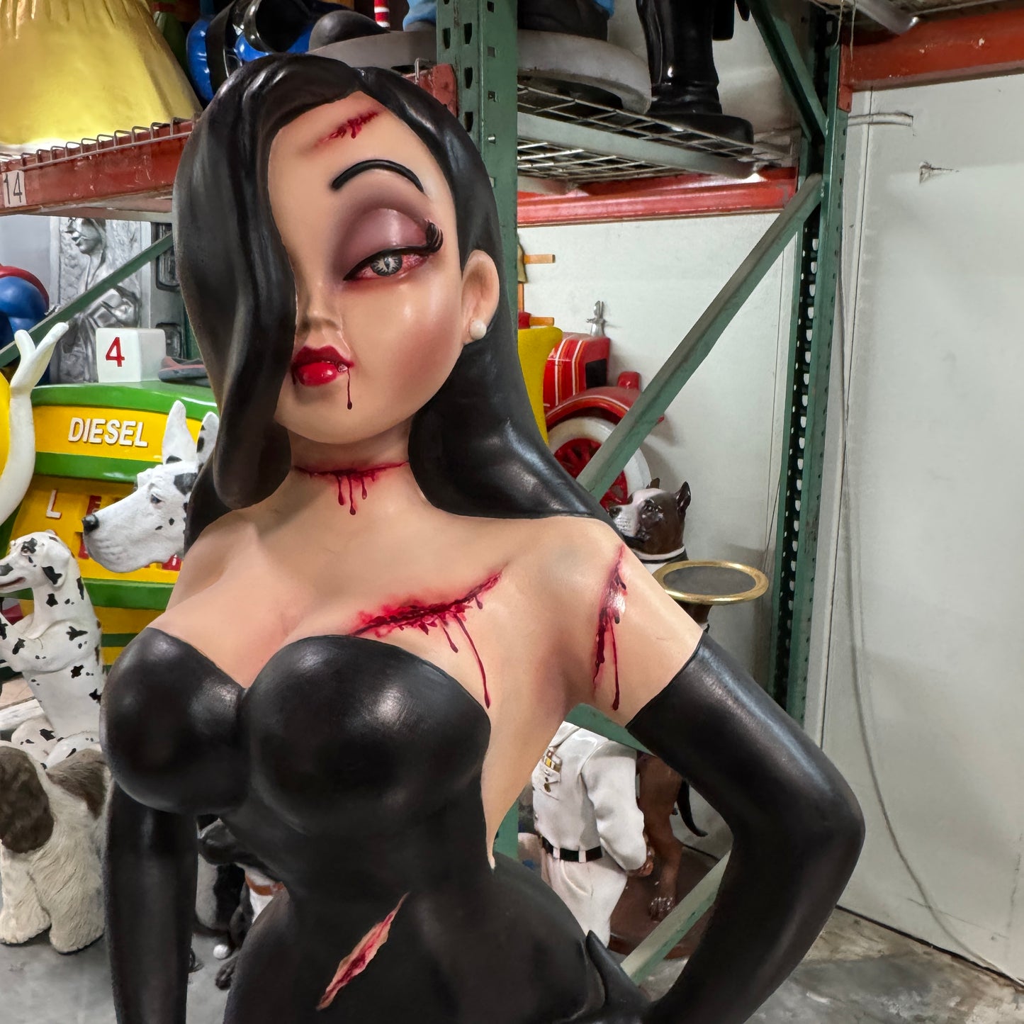 Scary Jessica In Black Life Size Statue