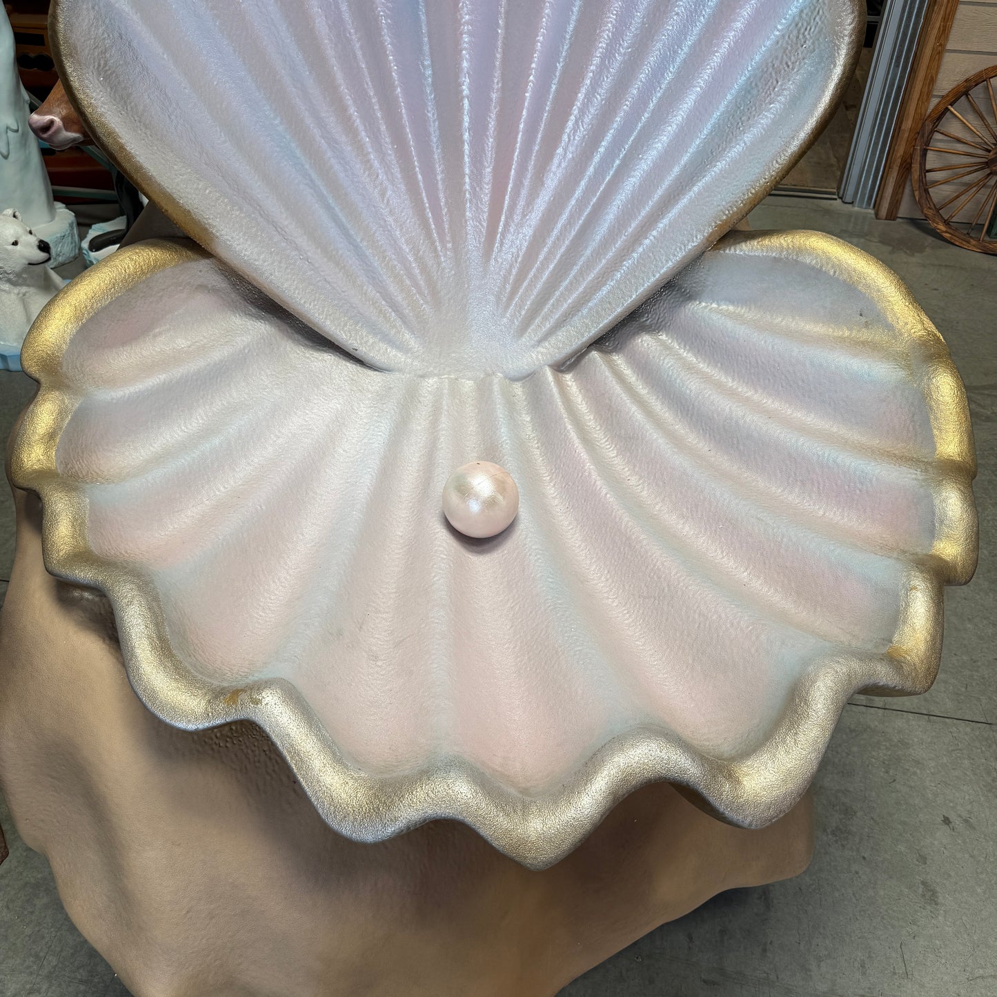 Large Clam Shell on Rock Statue