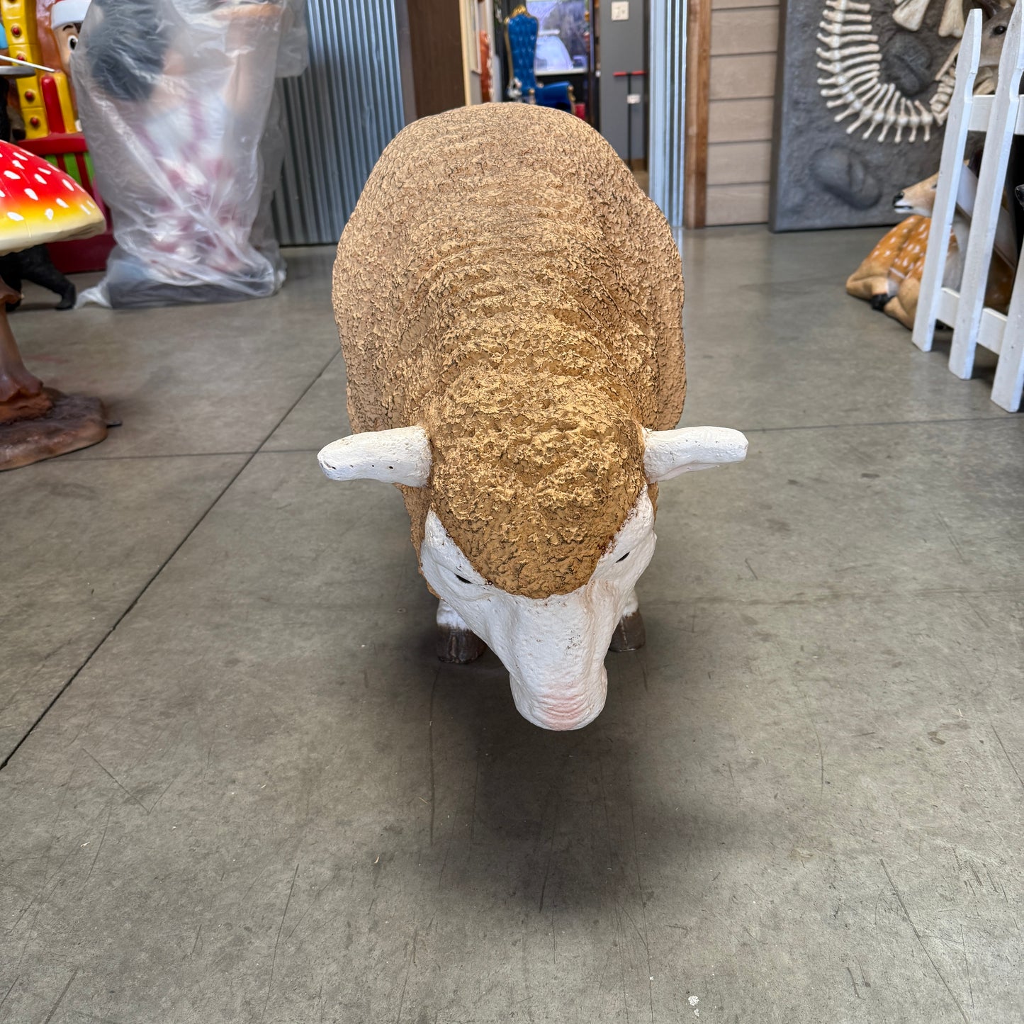 Merino Ewe Head Down Statue