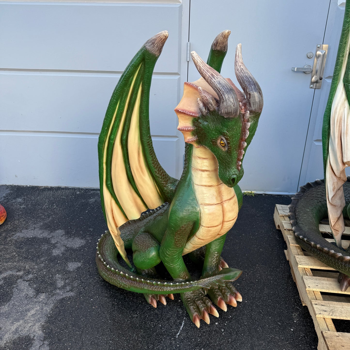 Small Green Sitting Dragon Statue