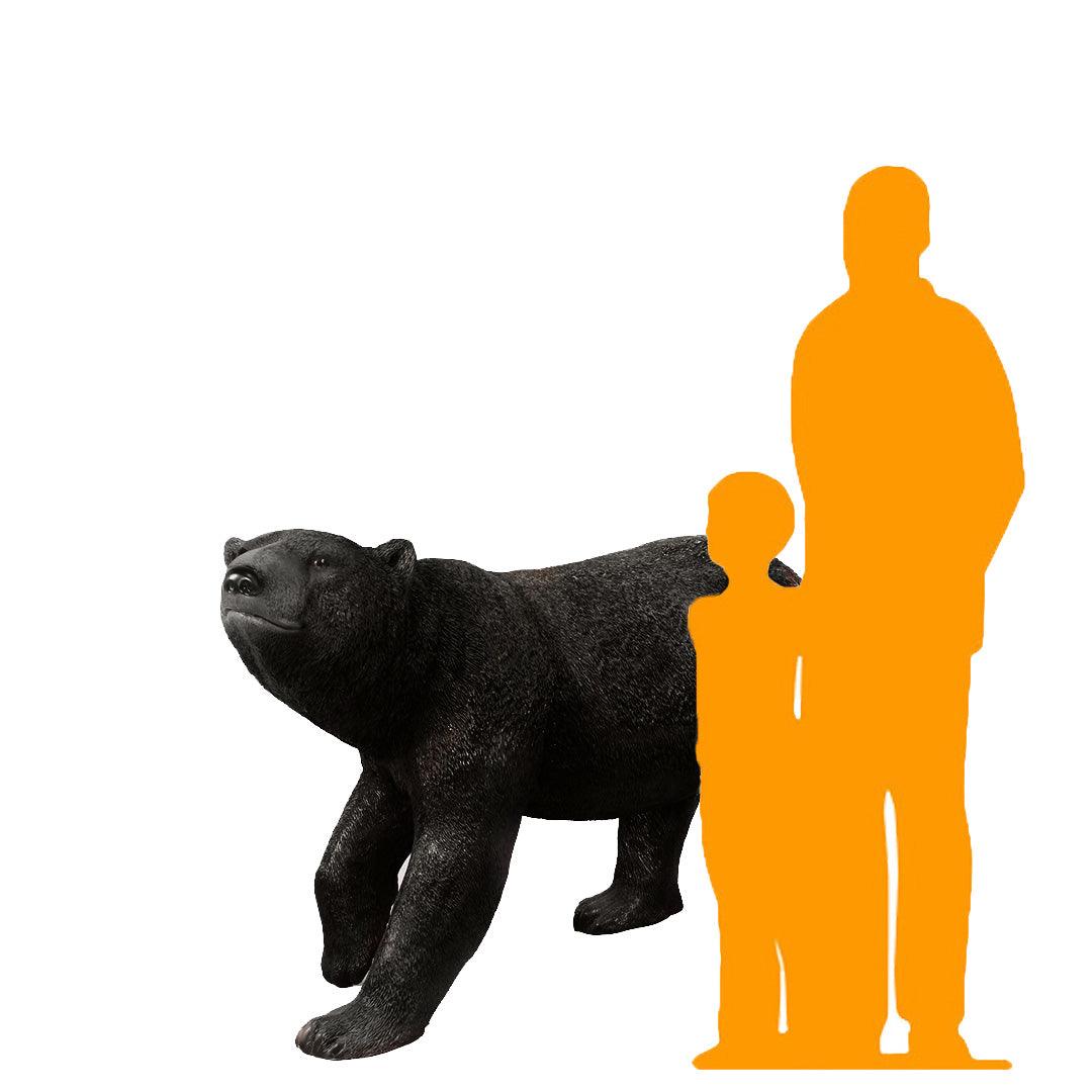 Walking Black Bear Head Up Statue