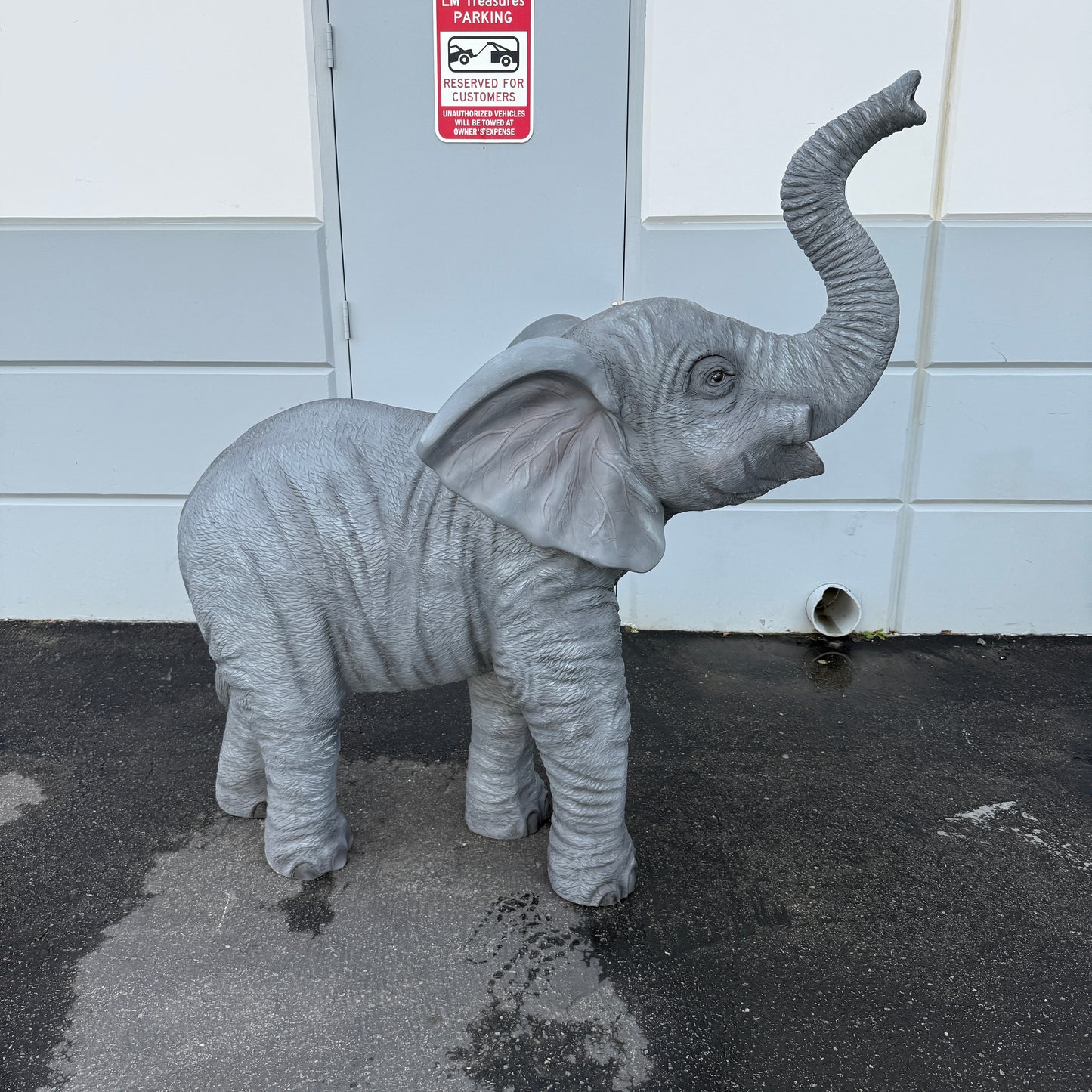 Standing Elephant With Tusks Statue
