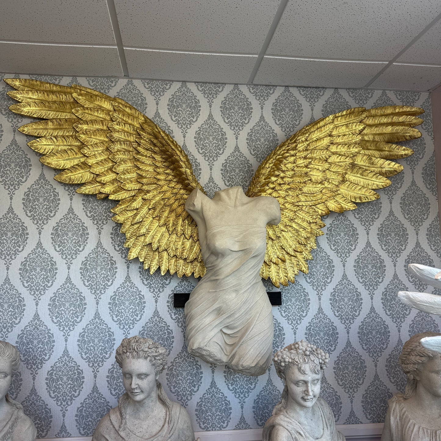 Female Stone Angel Wall Decor Statue