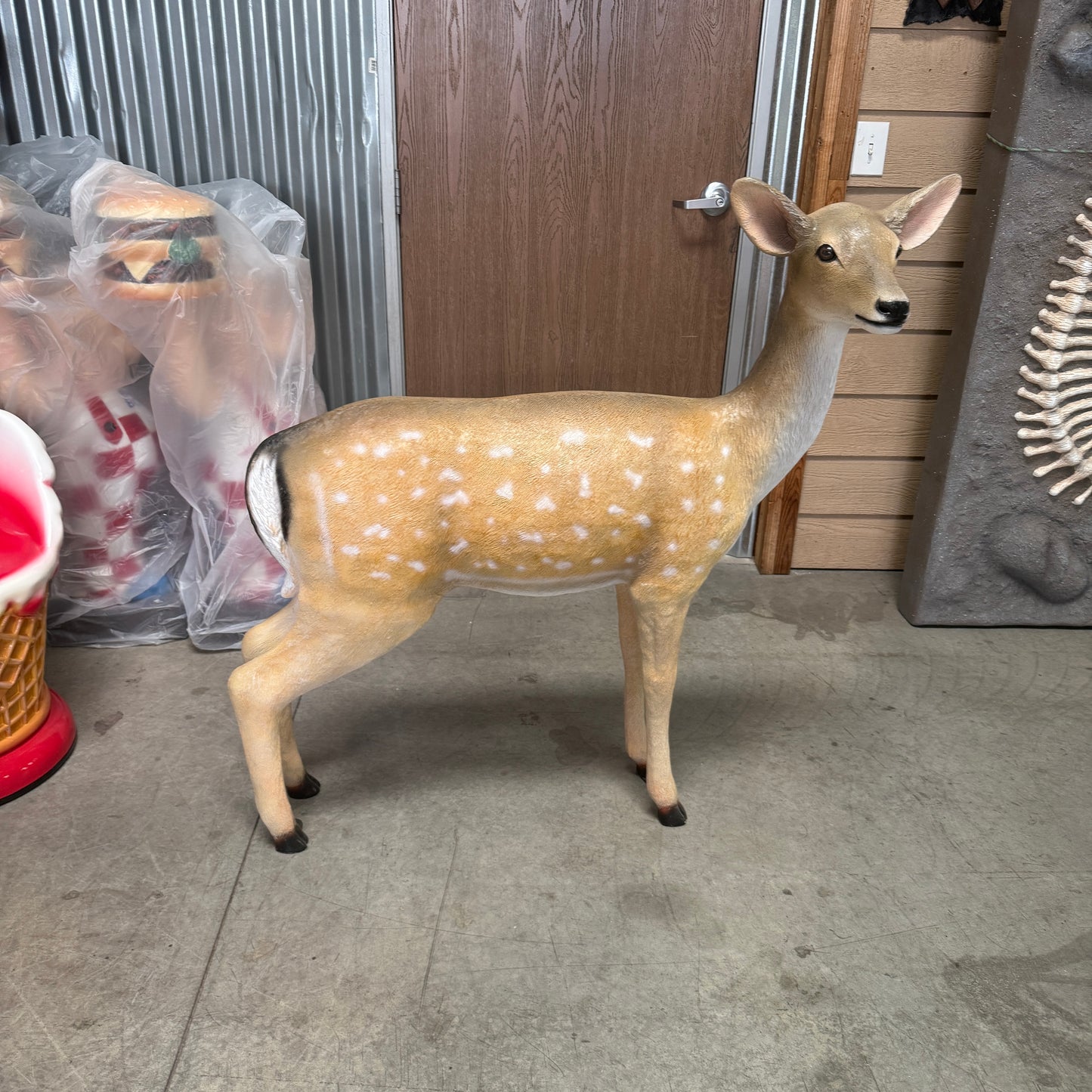 Baby Deer Standing Life Size Statue