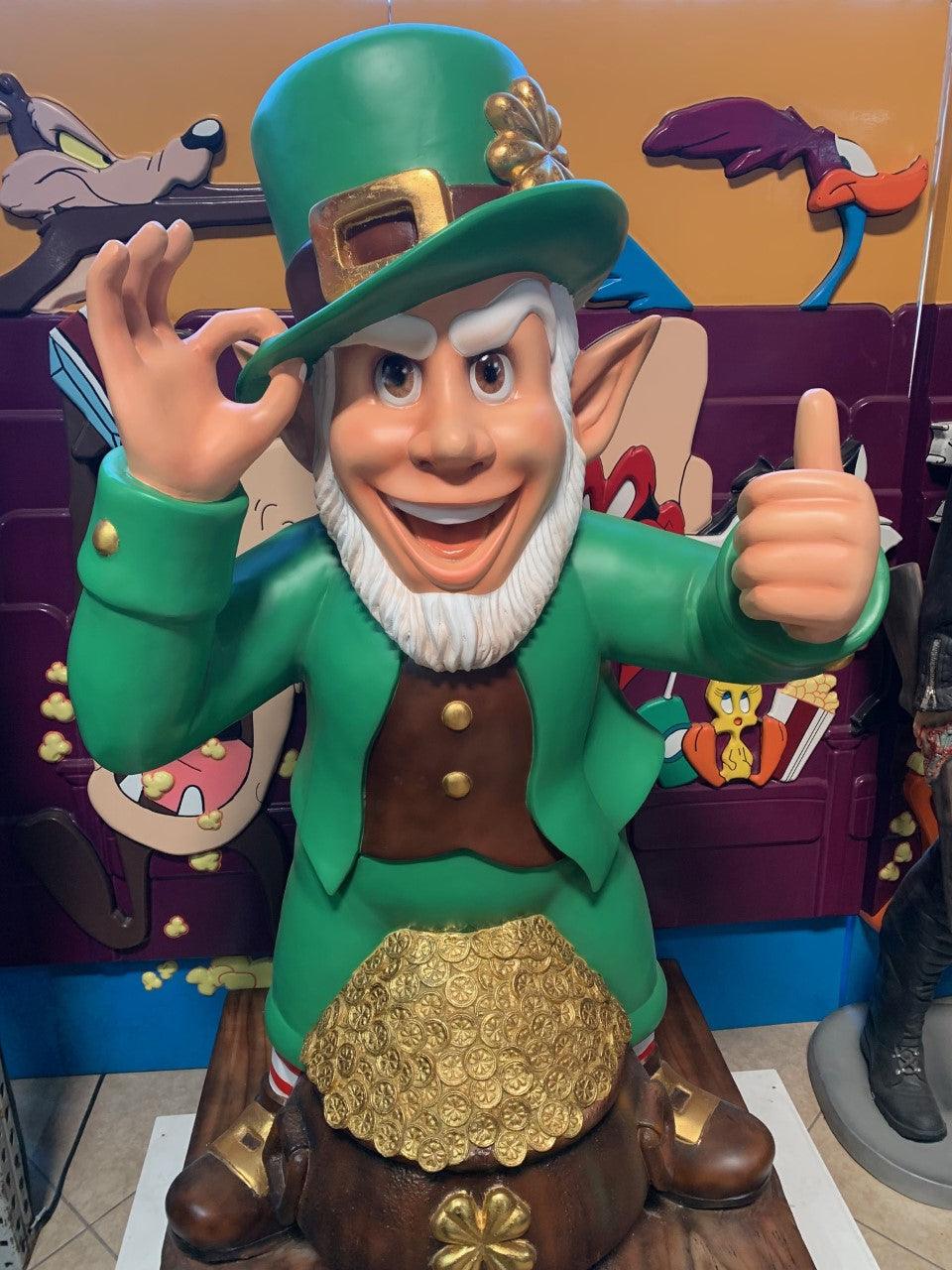 Leprechaun With Gold Life Size Statue