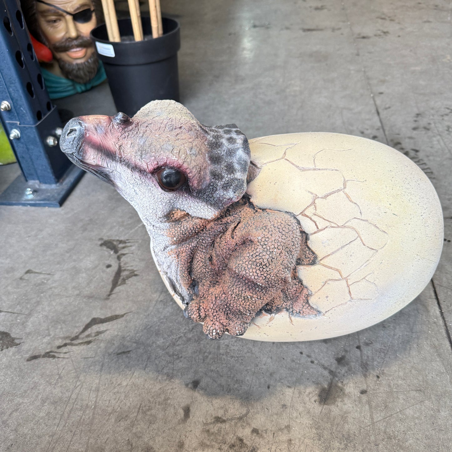 Hatching Triceratops Dinosaur Egg Statue