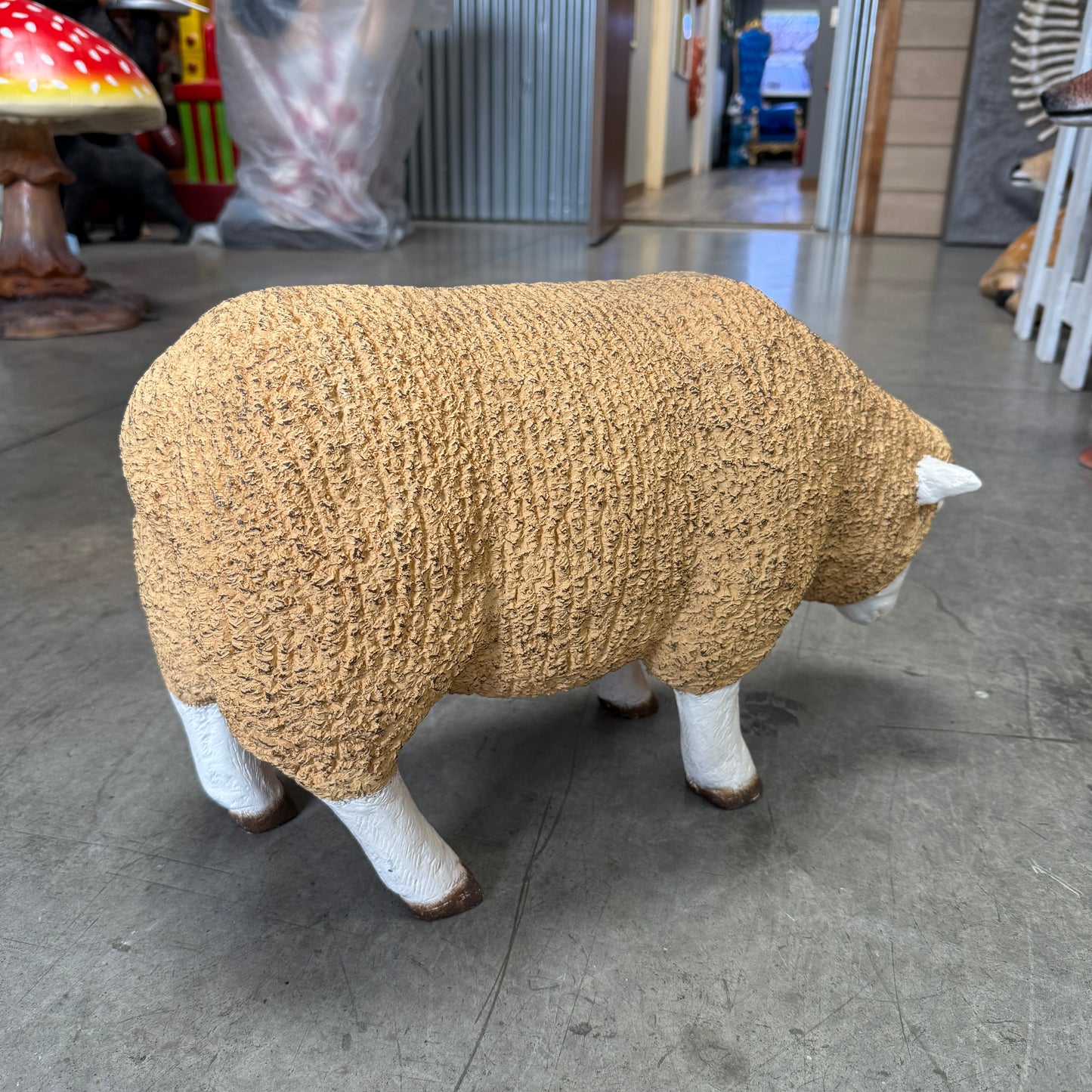 Baby Merino Ewe Head Down Statue