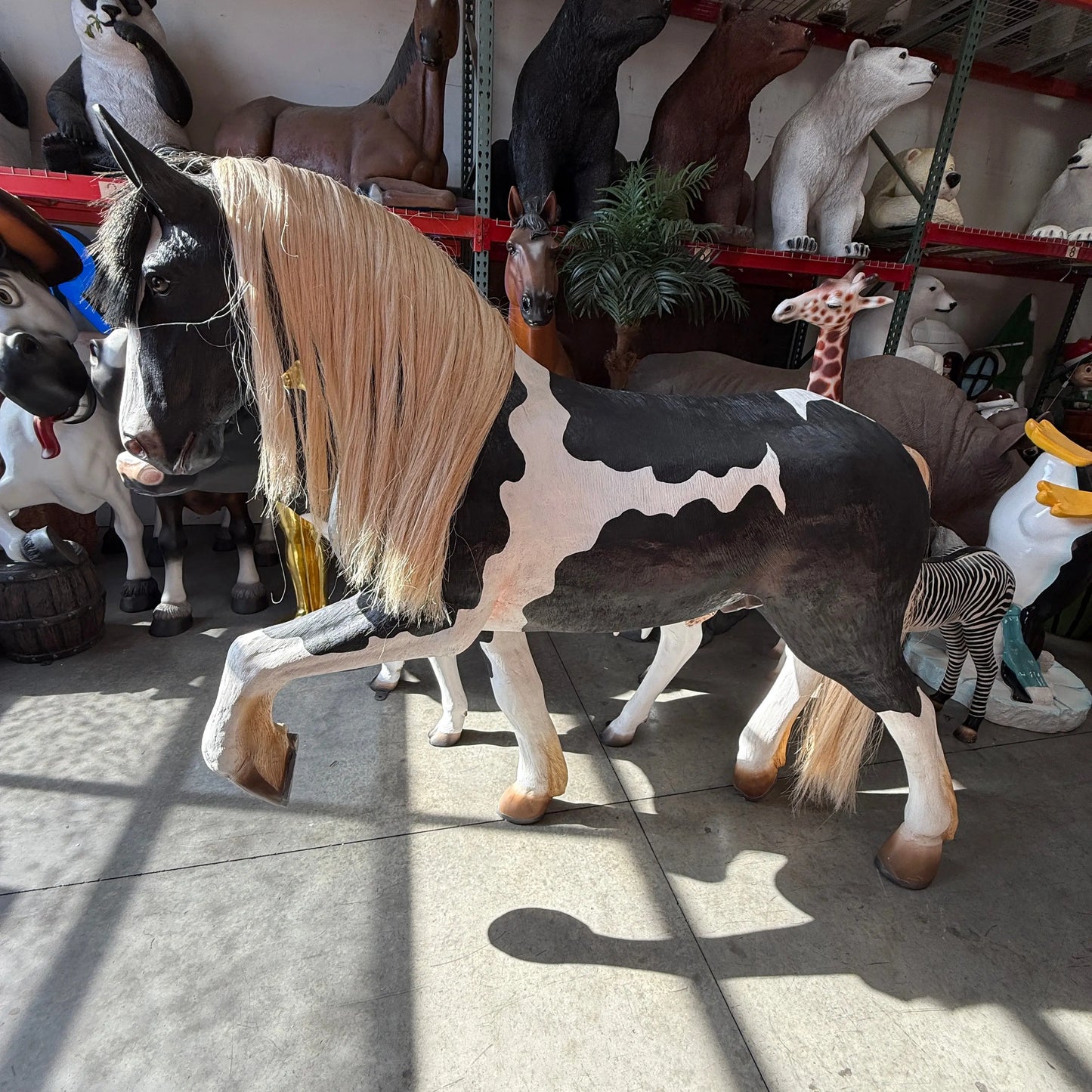 Black And White Piebald Horse Statue A0431-MI-A