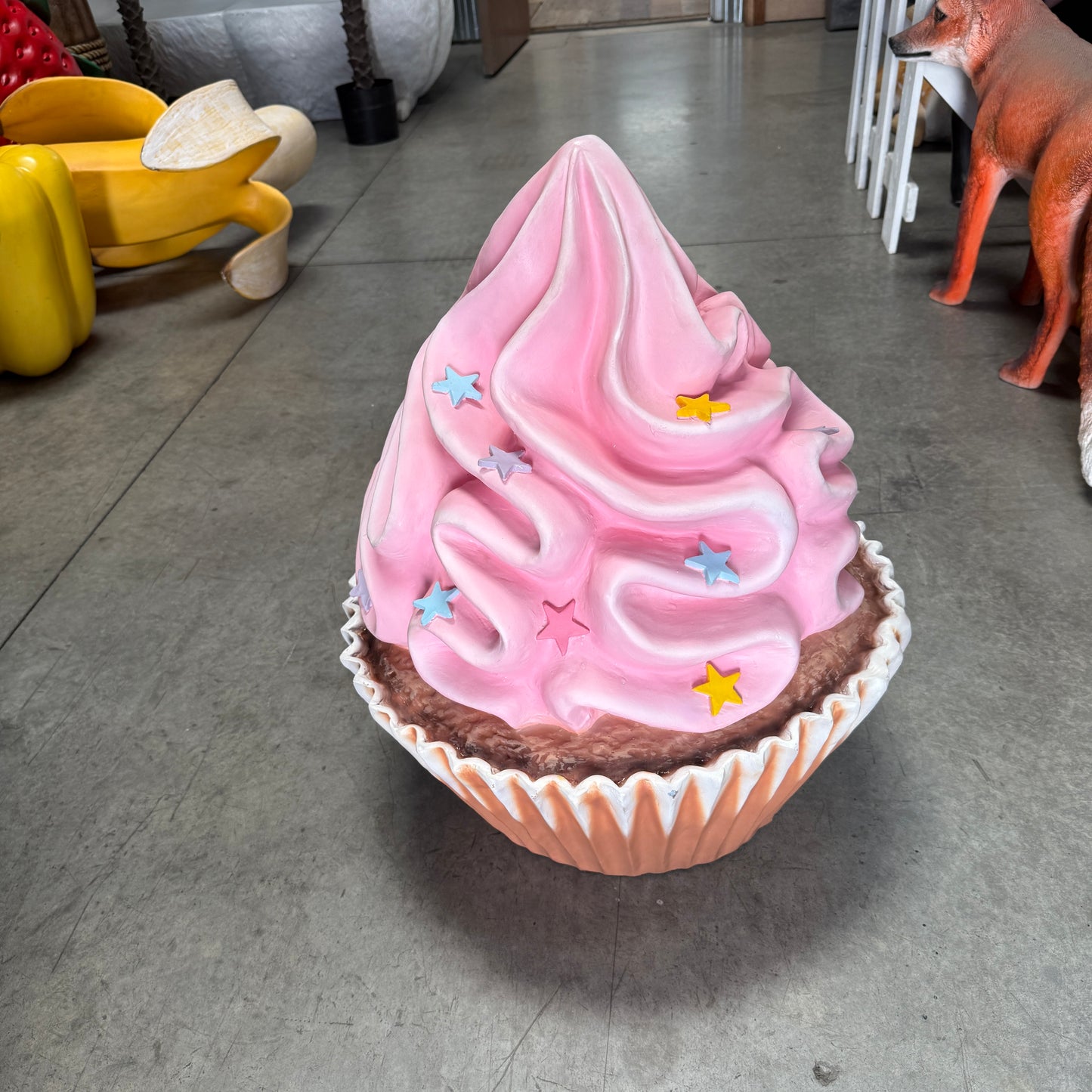Pink Cupcake Statue With Stars